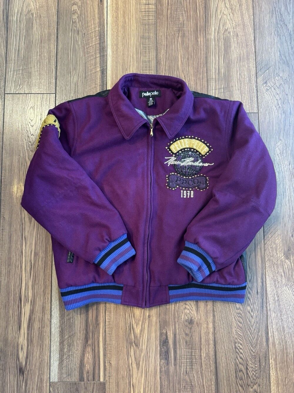 Pelle Pelle PPCO 1978 Purple Wool Jacket Mens Size Large $800 Retail Plz Read!